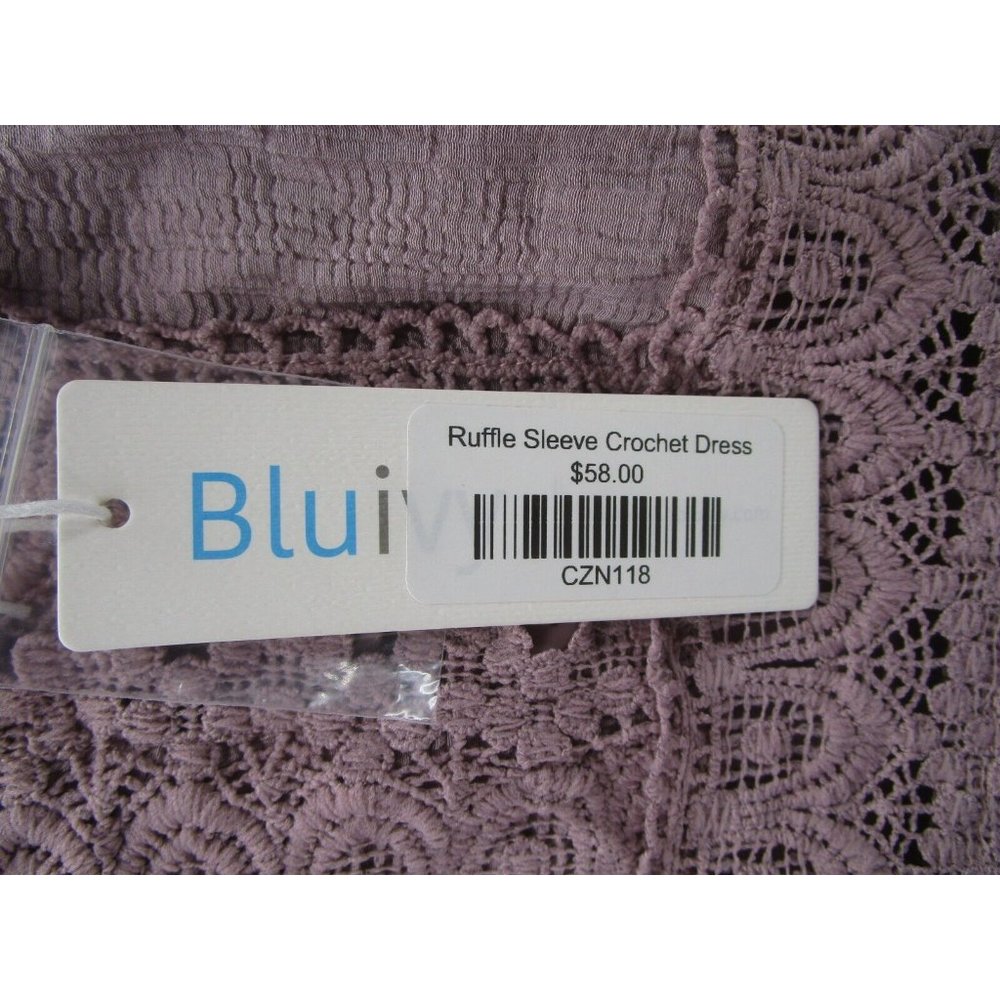 Bluivy Dress Large Fit Flare Ruffle Crochet Boho Pullover NEW - Picture 12 of 13